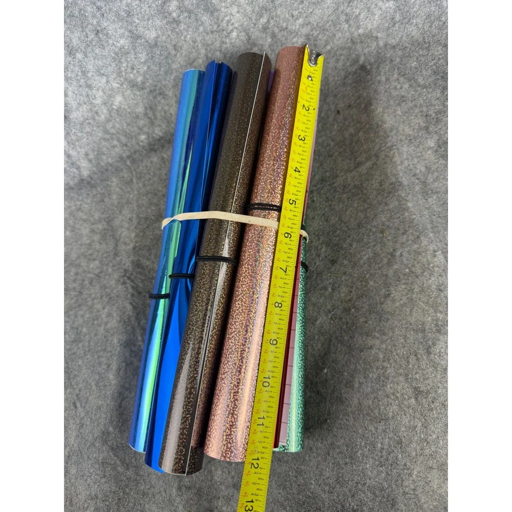12pc Adhesive Vinyl Rolls Bundle Holographic Glitter Metallic Crafting Sheets